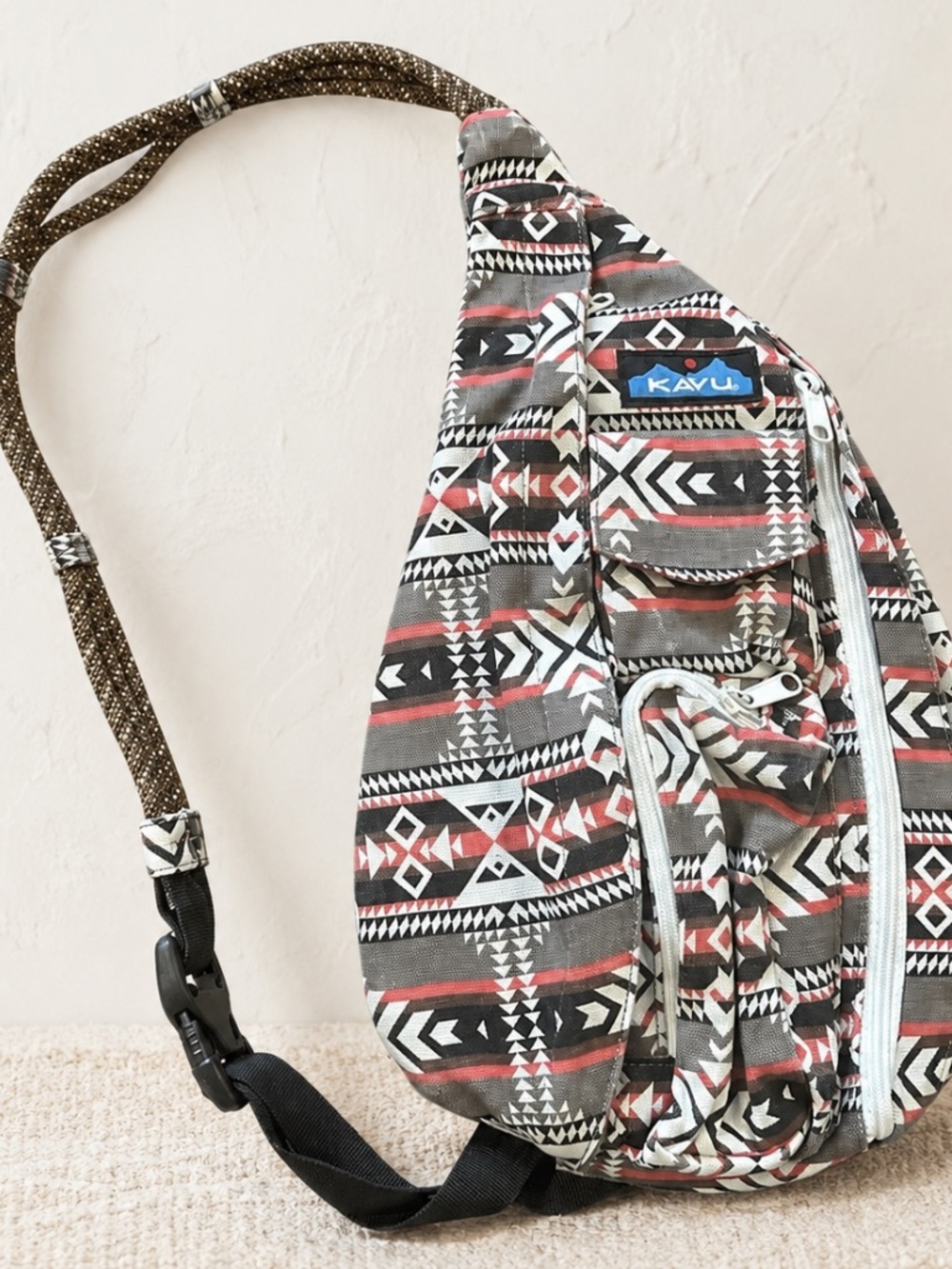 Kavu Rope Sling Bag Canvas Southwestern/Aztec Print Outdoor Adventure Bag